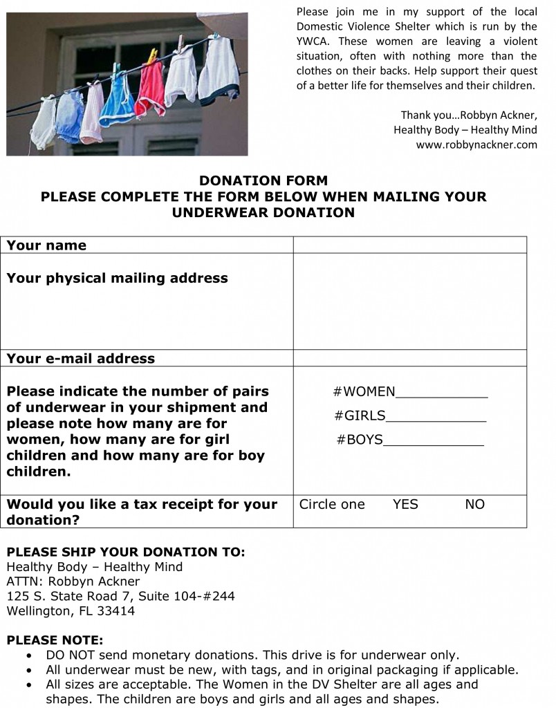 Underwear Donation Form